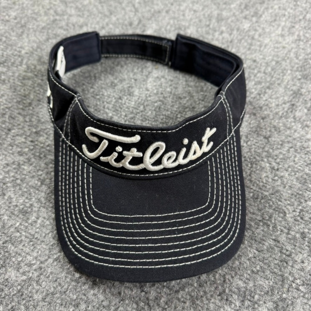 Titleist Golf Visor Mens OS Navy Blue Pro V1 Embroidered Adjustable Strap Hat